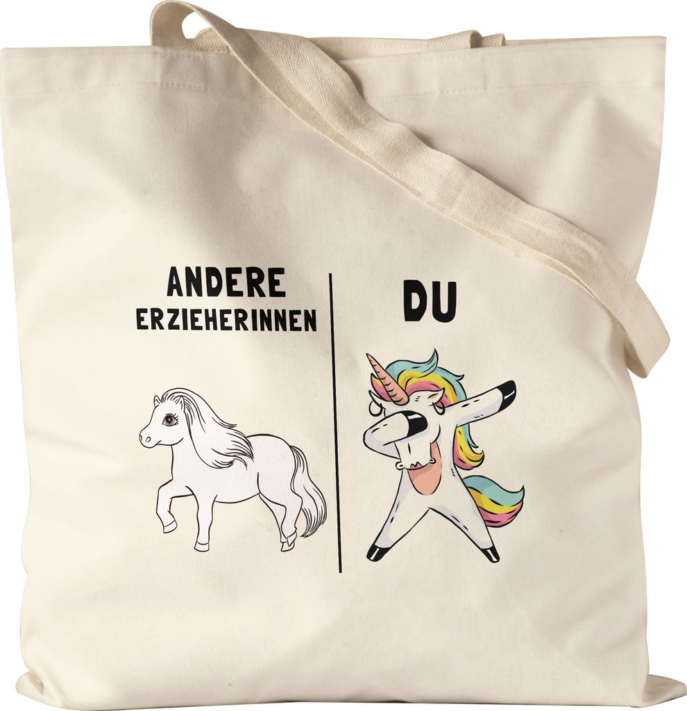 Erzieherin Jutebeutel Stoffbeutel Canvas Kindergarten Abschied Einhorn Lustig Dankeschön & Abschiedsgeschenk Kindergarten Kita