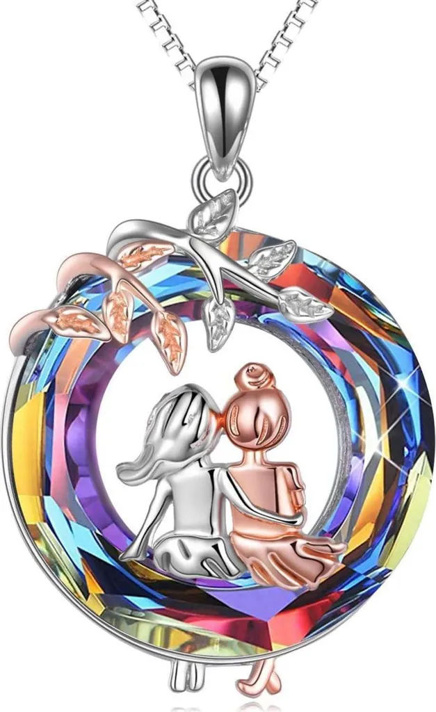 Collana Trendy Sisters Argento 925 Cuore Nero Vulcanico Gioielli