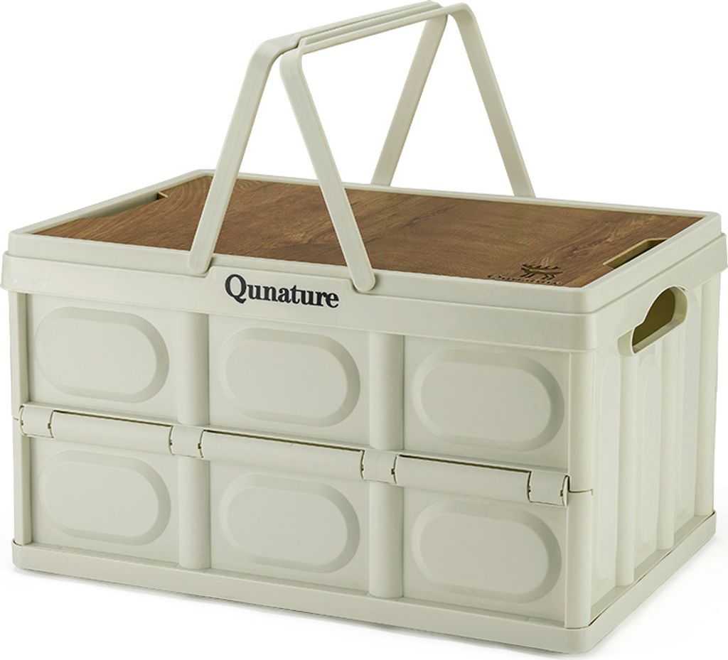 Qunature Camping Box Faltbar Campingbox Organizer Klappkiste Klappbox Holzaufbewahrungsbox 55L mit Deckel, mit Traggriff