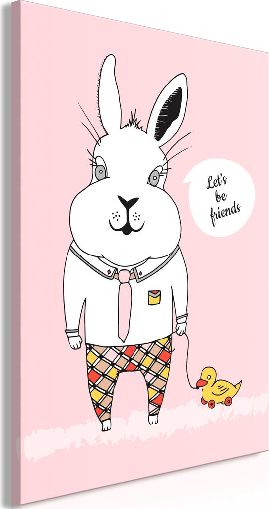 Italienischer Leinwand Leinwandbild - Rabbit's Friend (1 Part) Vertical 60x90 cm Für Kinder e-A-0109-b-a