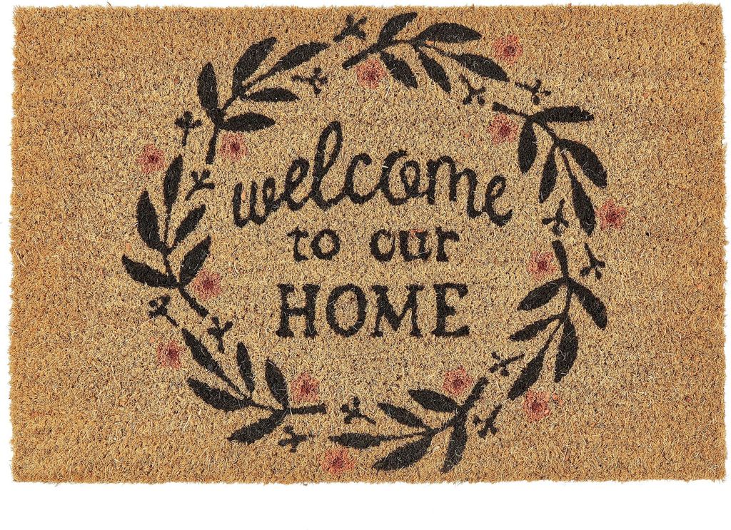 BELIANI Fußmatte Naturfarben aus Kokosfaser 40 x 60 cm Rechteckig Indoor Innenbereich mit Welcome Home Schriftzug Fußabtreter