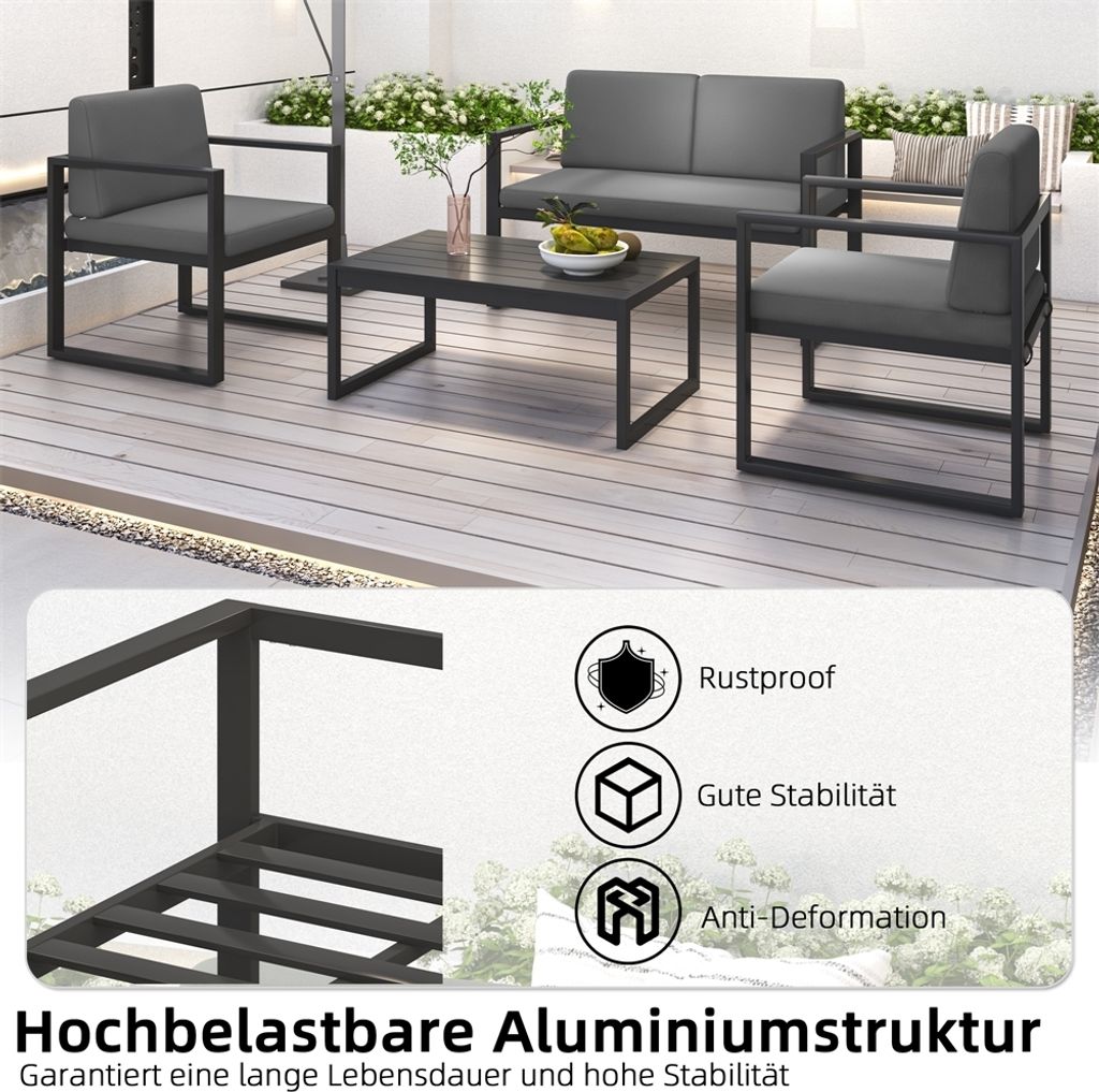 Melko sedací souprava hliníková 4dílná lounge jídelní Obrázek produktu 4