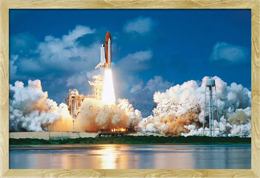 Poster Space Shuttle con Cornice Faggio Shinsuke® - Arredo Spaziale