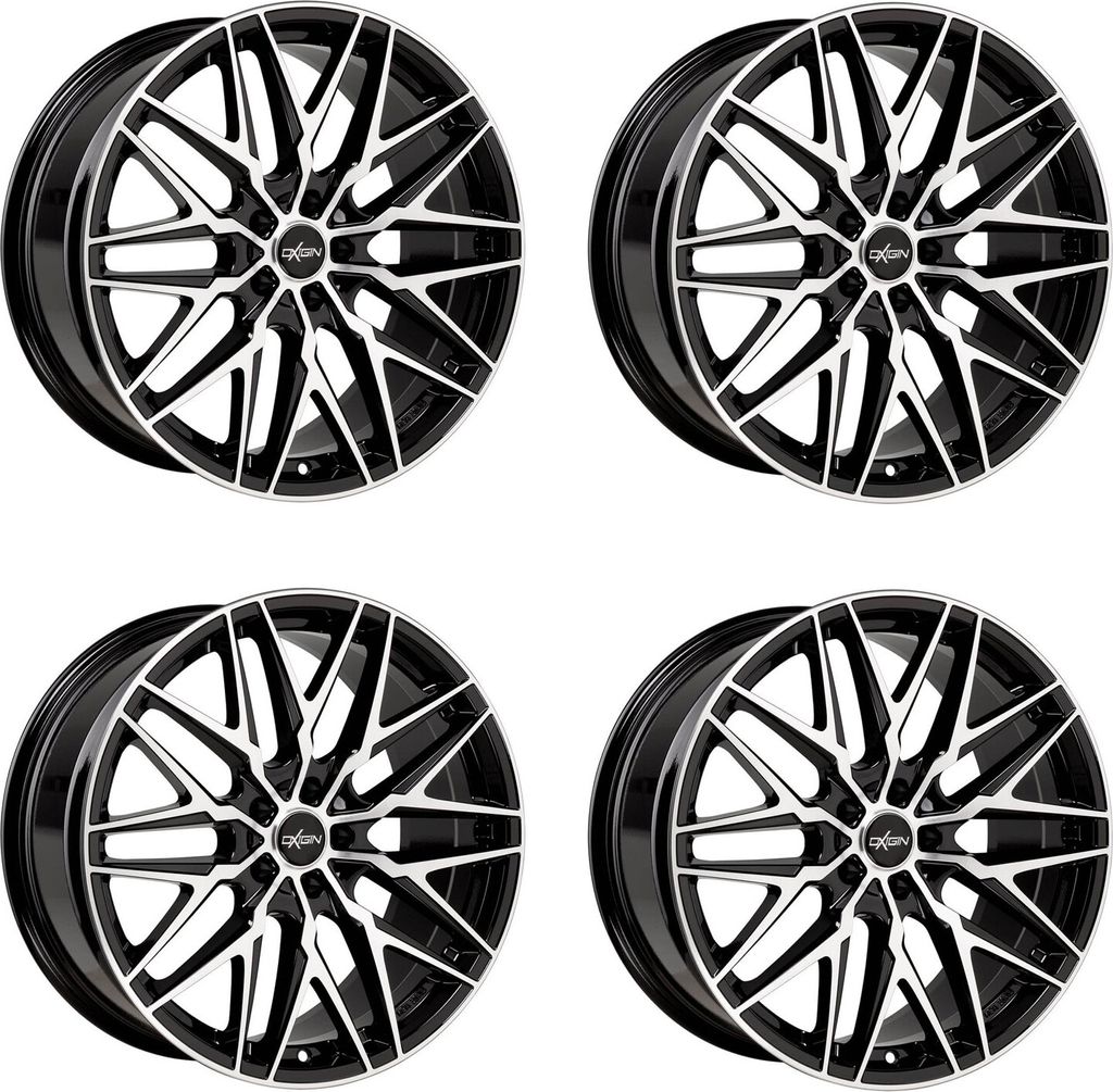 4 x Oxigin Felgen 25 Oxcross 8.5 Zollx19 Zoll ET45 5x112 black full polish OX258519H145BFP kompatibel mit VW Beetle Eos Golf Plus Golf V Golf V Var...