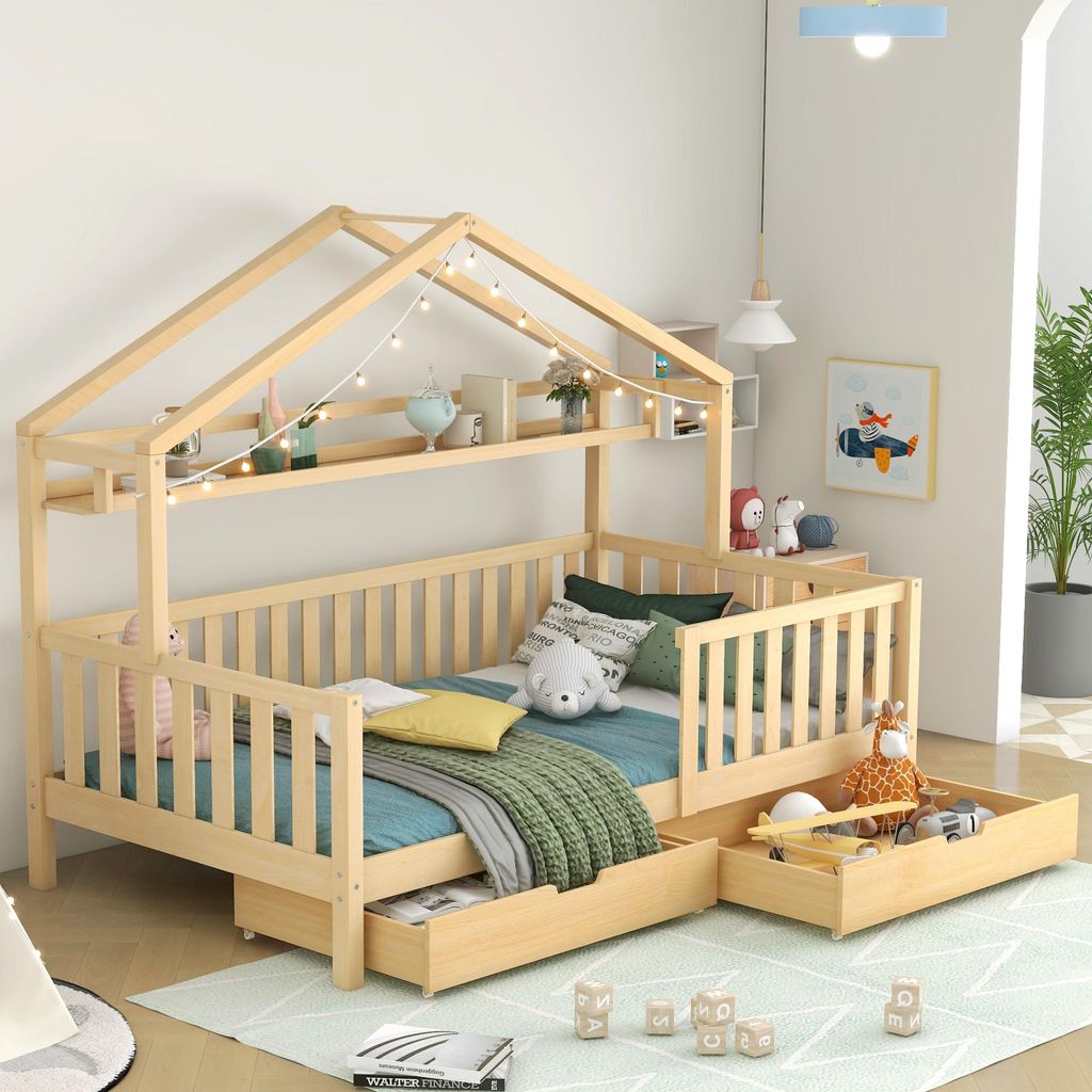 Letto per bambini Sweiko in legno, letto per bambini con Immagine del prodotto 