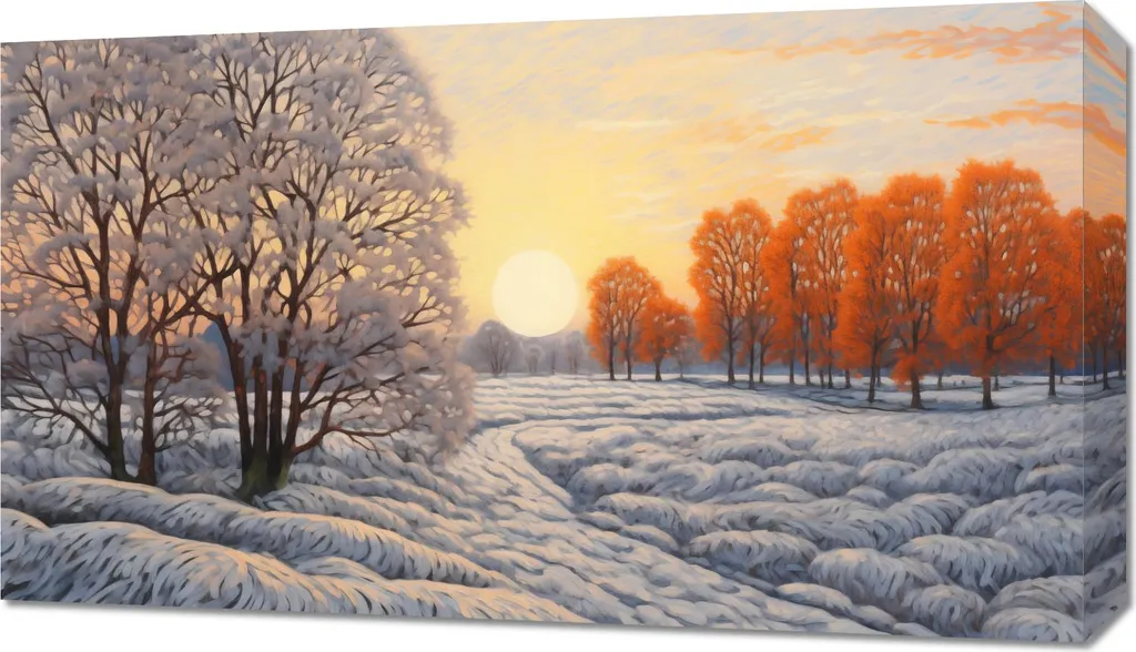Quadro Astratto Inverno e Fuoco 70x40 cm - Stampa Artistica su Tela