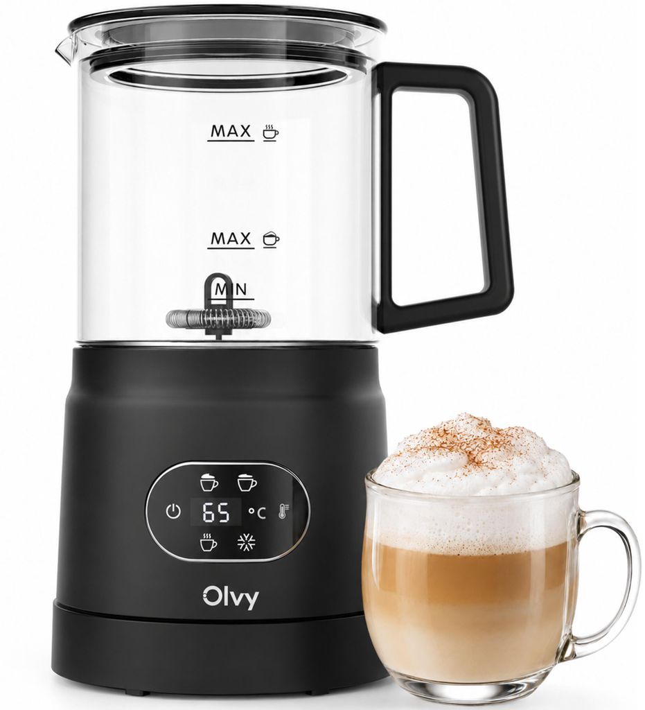 Elektrický pěnový mlékař Olvy ze skla, 4 v 1, 500 W, s Obrázek produktu 