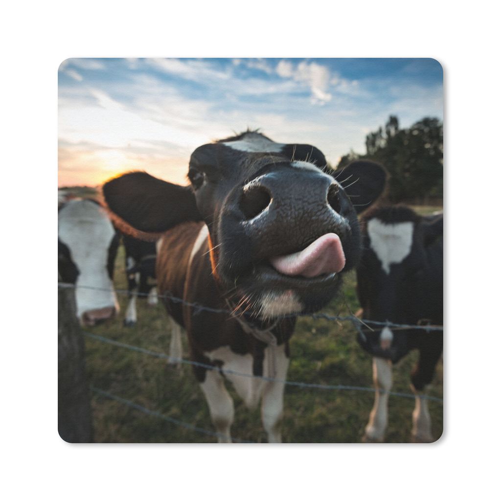 MuchoWow Mauspad Mousepad Kuh - Tiere - Natur - Ausgezeichnete Zunge 30x30 cm - Mousepads - Maus Mat - Pad - Mausunterlage - Gaming