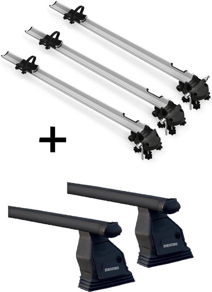 3x Fahrradträger Bike Pro + Dachträger Menabo Tema Stahl kompatibel mit für Mercedes E-Klasse W211 2002-2009