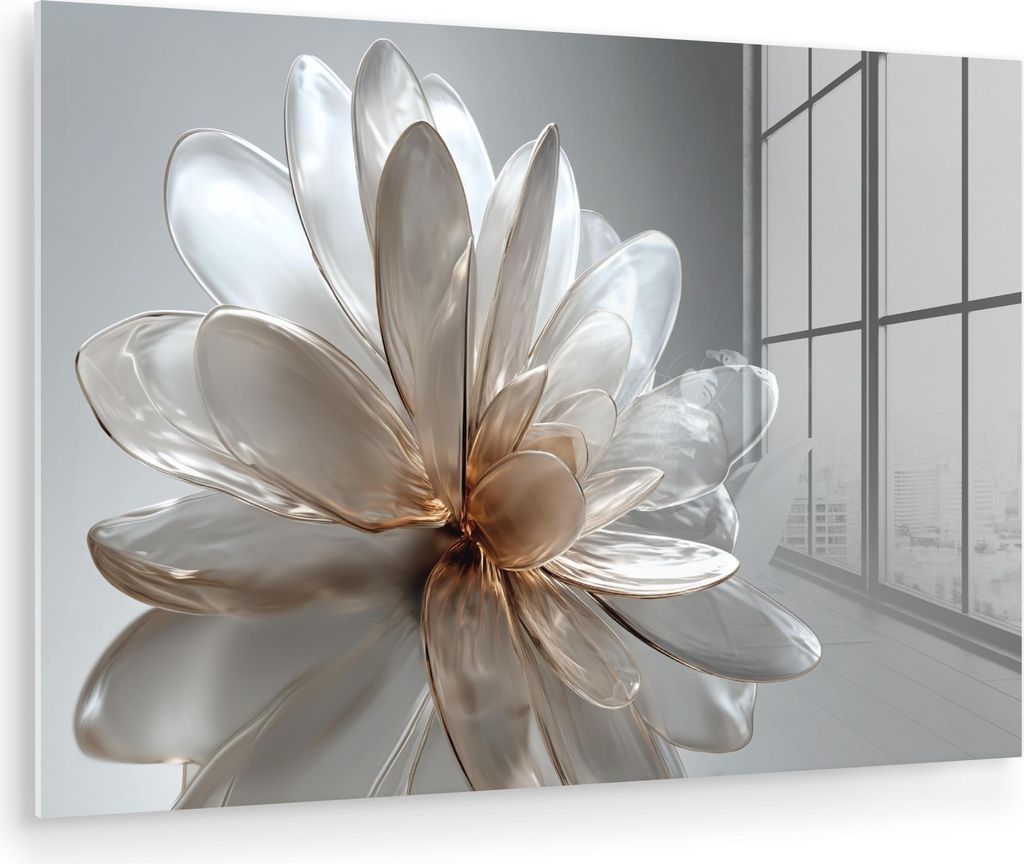 MuchoWow Glasbilder - Bilder auf Wandbild - Foto auf Glas Blume - Weiß - Neutral 30x20 cm Wanddekoration aus Glas - Acrylglasbild - Acrylbilder - ...