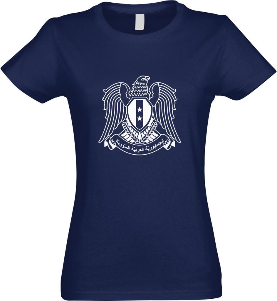 Kiwistar - T-Shirt tailliert - Damen - Navy - Syrien Wappen - mit Motiv Bedruckt - Funshirt Design - Sport - Freizeit - Damen - M