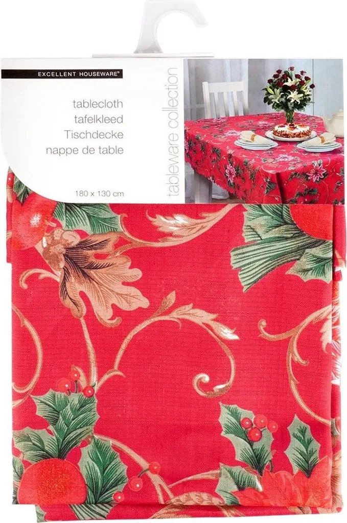 Nappe de Noël 180x130 cm antitache et infroissable pour buffet de fête