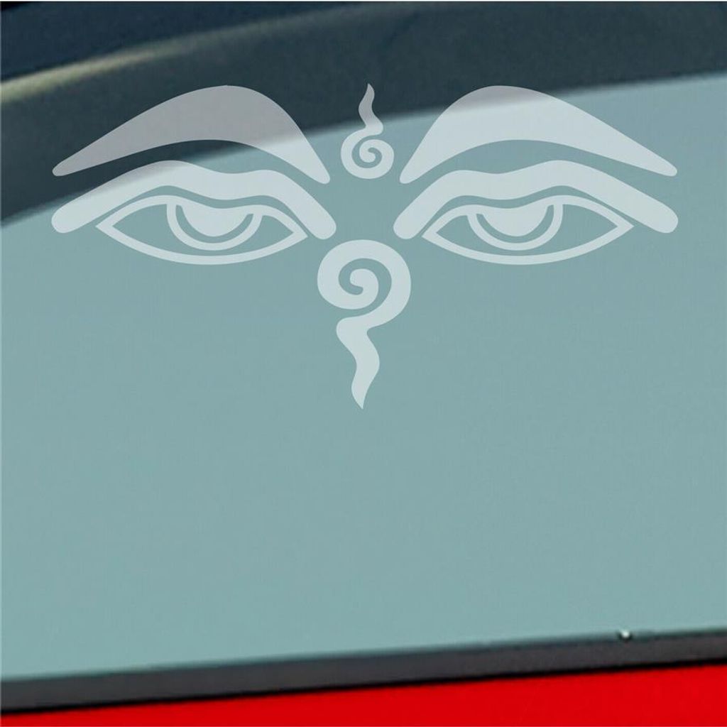 Auto Aufkleber Buddhismus Sehendes Auge Eye Buddha Asien 12x6 cm Milchglas Sticker Heckscheibenaufkleber