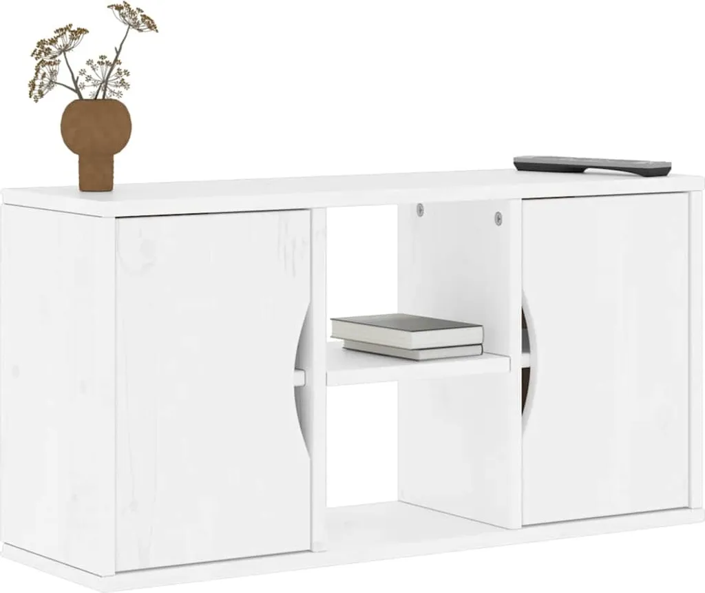 Supporto TV ODDA Bianco in Pino Massiccio 79x24x40 cm - Qualità Artigiana