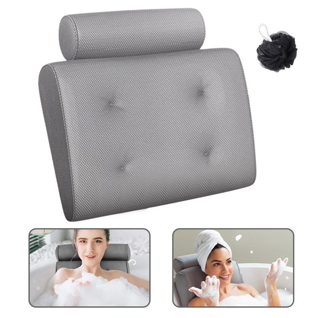 Weiches Spa‐Badekissen Polyester schnell trocknend rutschfest passend für alle Badewannen ideal als praktisches und gemütliches Geschenk für Z...