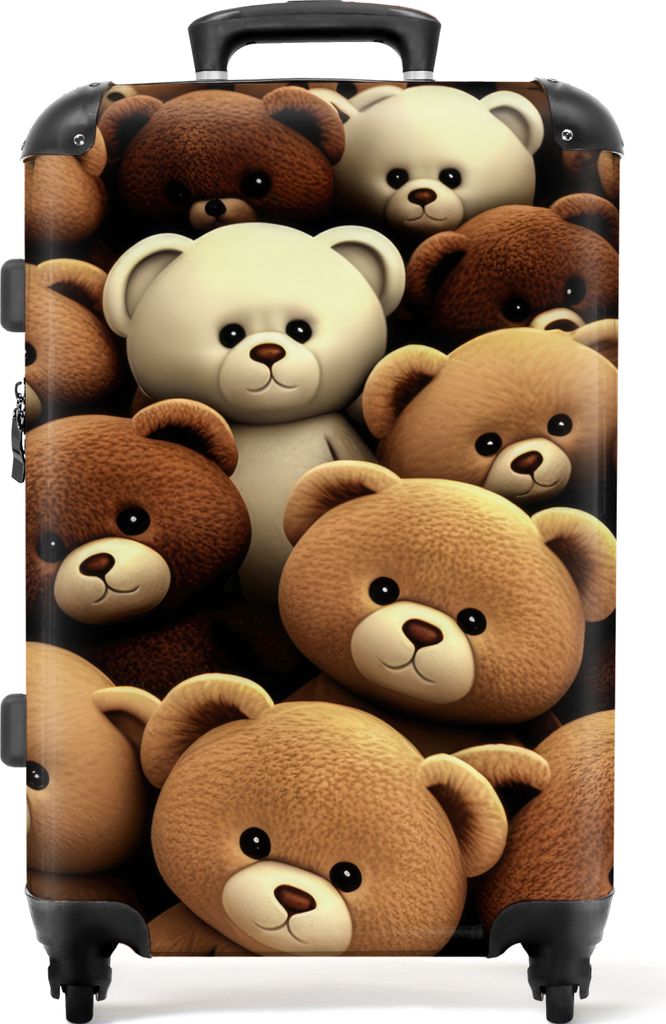 NoBoringSuitcases.com Großer Koffer - Teddybär - Teddy - Braun - Bär - Jungen - Mädchen - Kombinationsschloss TSA - Hartschalen Trolley 4 Rol...