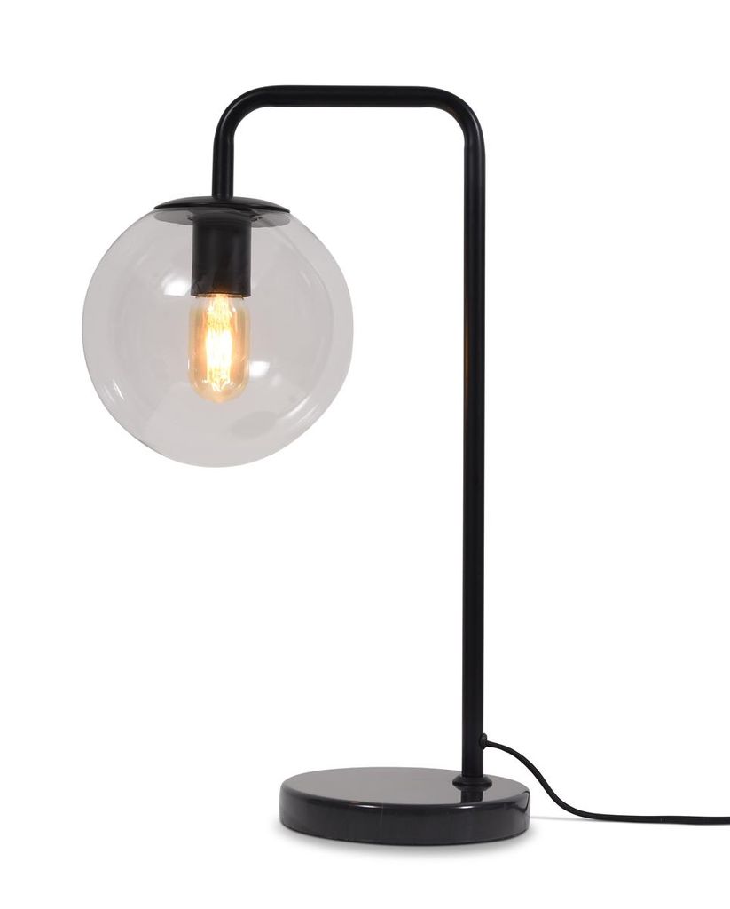 it's about RoMi - Tischleuchte Warsaw - Schwarz/Glas - 32x20x53cm Tischlampe - Nachttischlampe, Wohnzimmer, Schlafzimmer