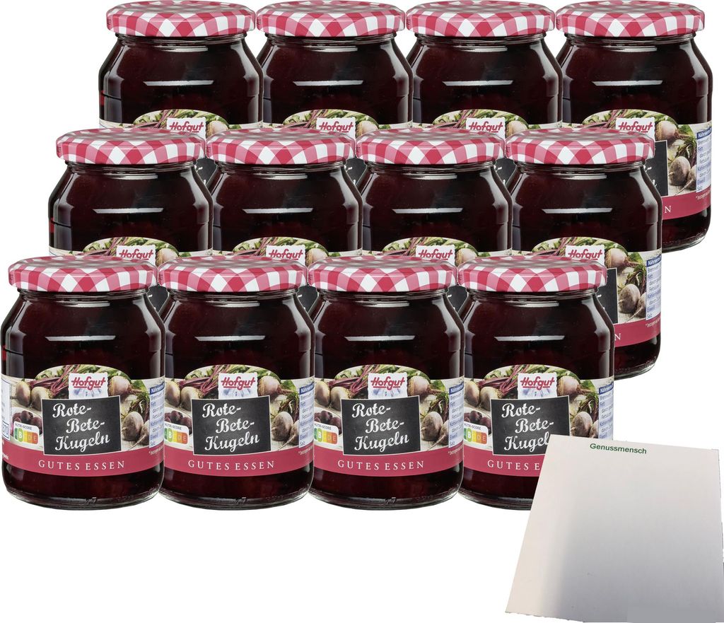 Hofgut Rote Bete Kugeln VPE (12x370ml Glas) + usy Block
