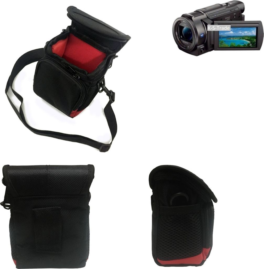 K-S-Trade Kameratasche Fototasche Umhängetasche Schultertasche Zubehör Tasche Schutz Hülle kompatibel mit Sony FDR-AX 33 mit Zusatzfach und