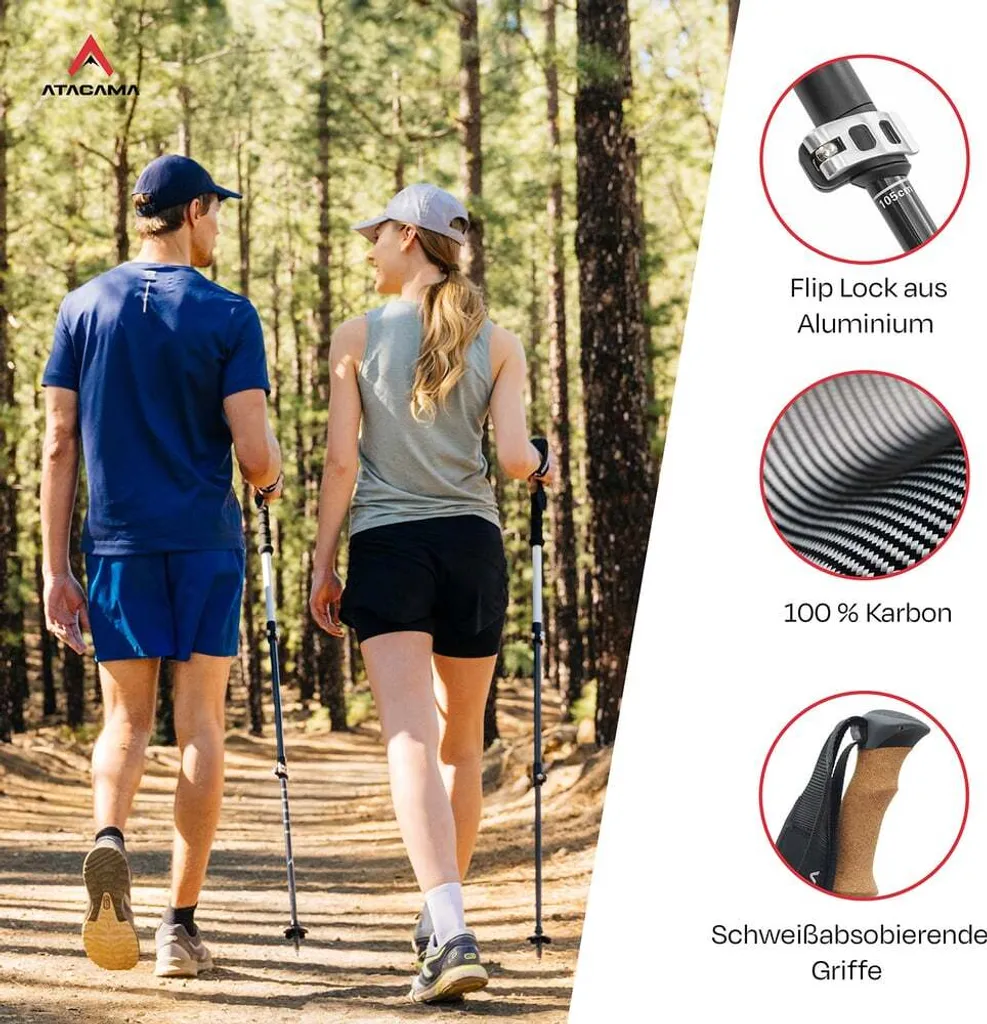 Bâtons de marche télescopiques ATACAMA avec kit complet accessoires