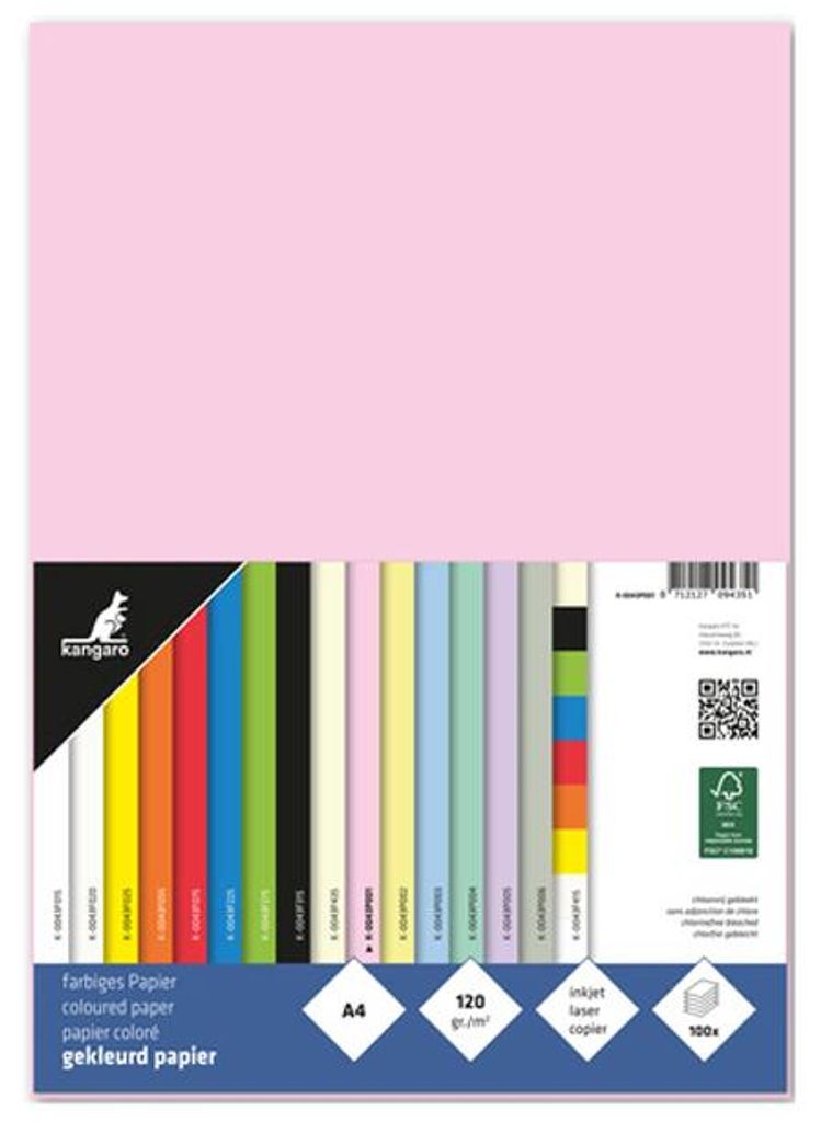 kangaro Multifunktionspapier DIN A4 120 g/qm pastellrosa 100 Blatt