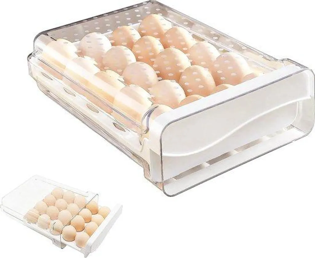 Organisateur d'œufs empilable en plastique cristal pour réfrigérateur