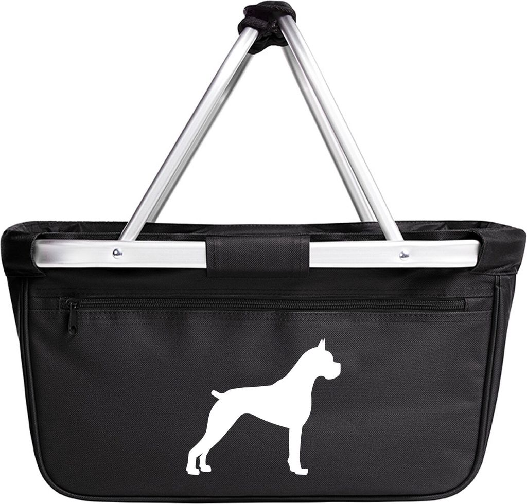 Huuraa Einkaufskorb Deutscher Boxer Silhouette 20 Liter Black faltbarer Tragekorb Geschenkidee