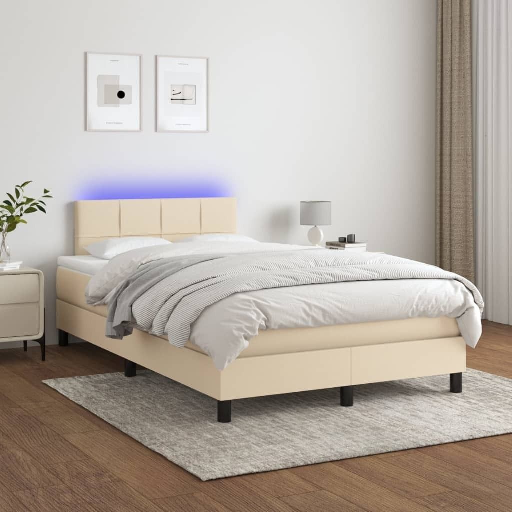 Maison Exclusive - Boxspringbett mit Matratze & LED Creme 120x200 cm Stoff