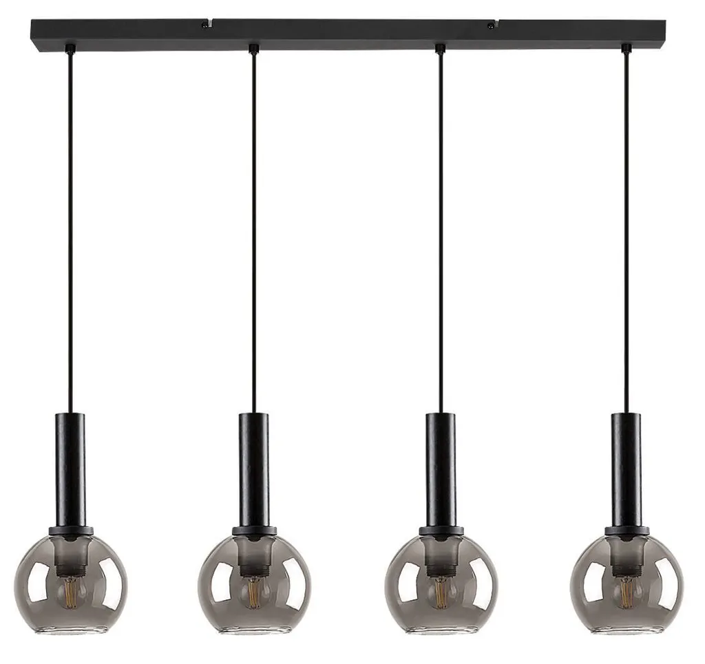 Éclairage suspension noir 4 bras E27 Centio pour îlot central de cuisine