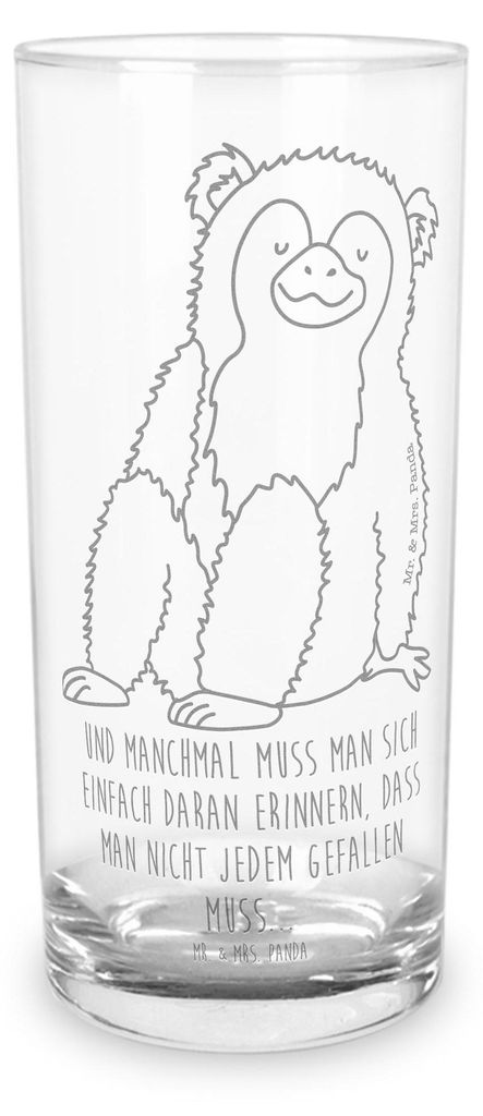 Mr. & Mrs. Panda Glas Affe 200 ml - Transparent - Geschenk, Liebe, Motivation, Afrika, Wasserglas, Affen, Saftglas, Cocktailglas, Tumbler, Selbstbe...