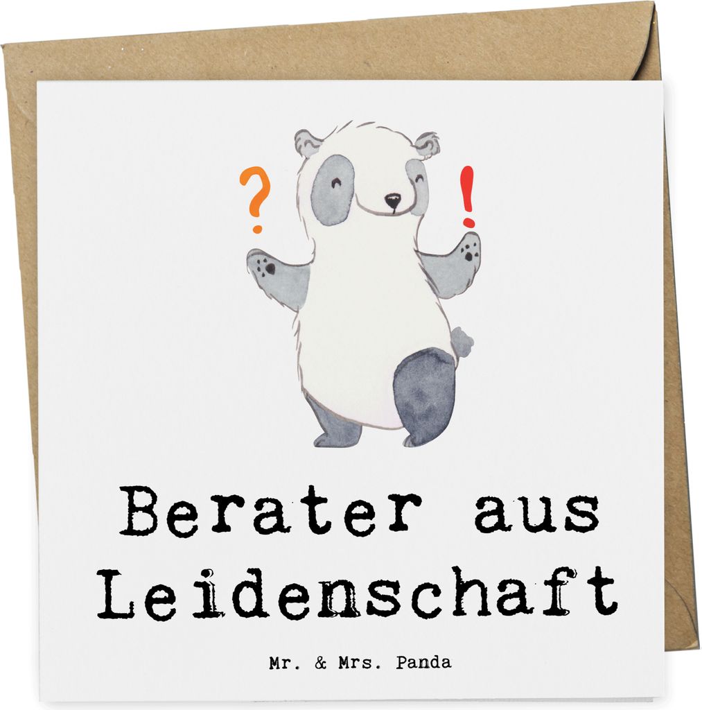Mr. & Mrs. Panda Glückwunschkarte Berater Leidenschaft - Weiß - Geschenk, Spruch, Finanzberater, Beruf, Klappkarte, Witzig, faltkarte, doppelkart...