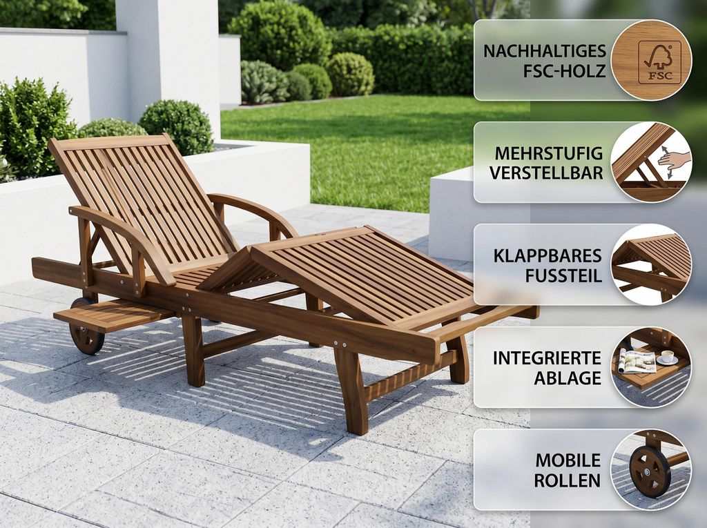 Lehátko z eukalyptového dřeva s certifikátem– 200 × 68 × 83 Obrázek produktu 