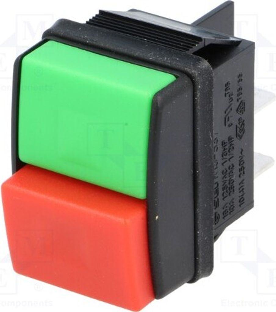 1x Schalter Druck OFF-ON R13-537A-01-R/G Stard-Schalter Pos: 2 10A/250VAC