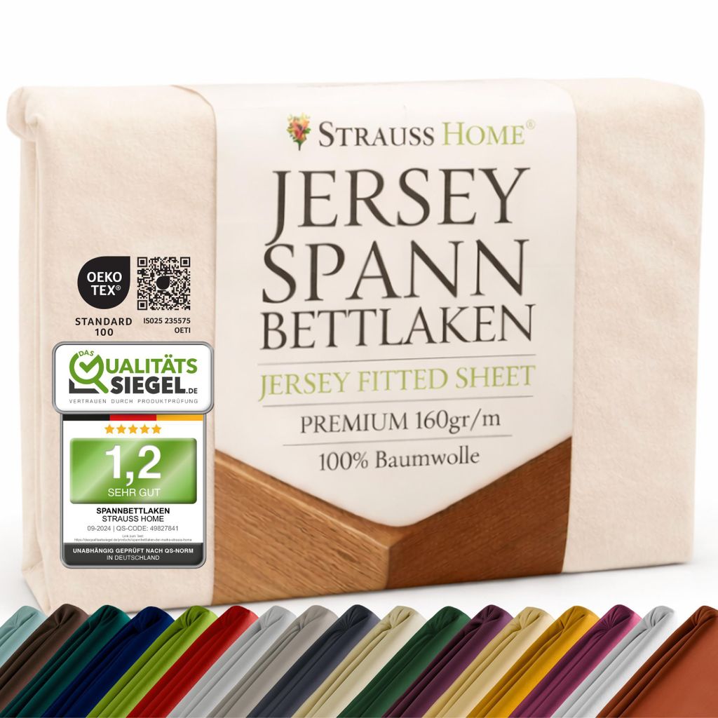 Strauss Home® Premium Spannbettlaken – 160 g/m² Gekämmte Produktbild 