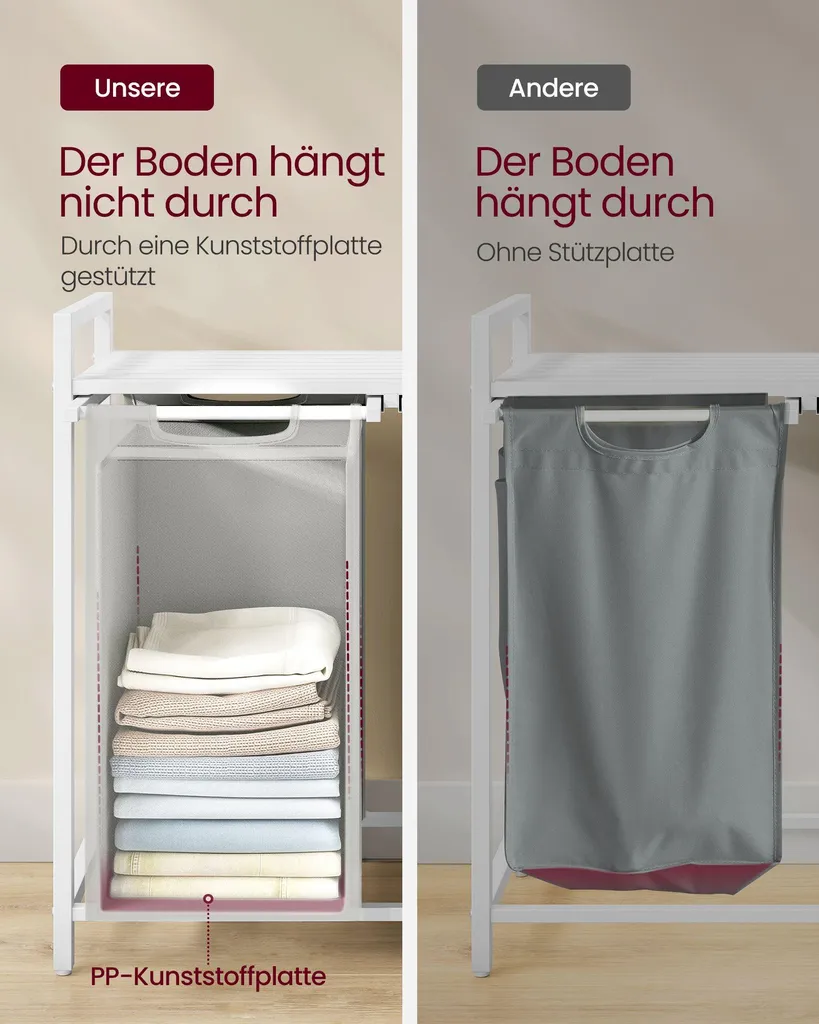 Panier à linge tri sélectif 2 bacs avec tablette pour optimiser l'espace - 5