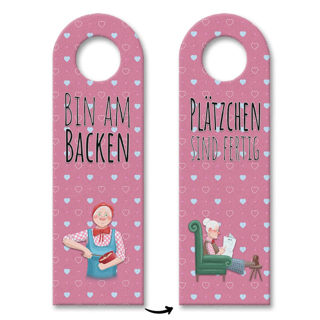 Bin am backen oder Plätzchen sind fertig lustiger Türhänger 3er Set mit Oma
