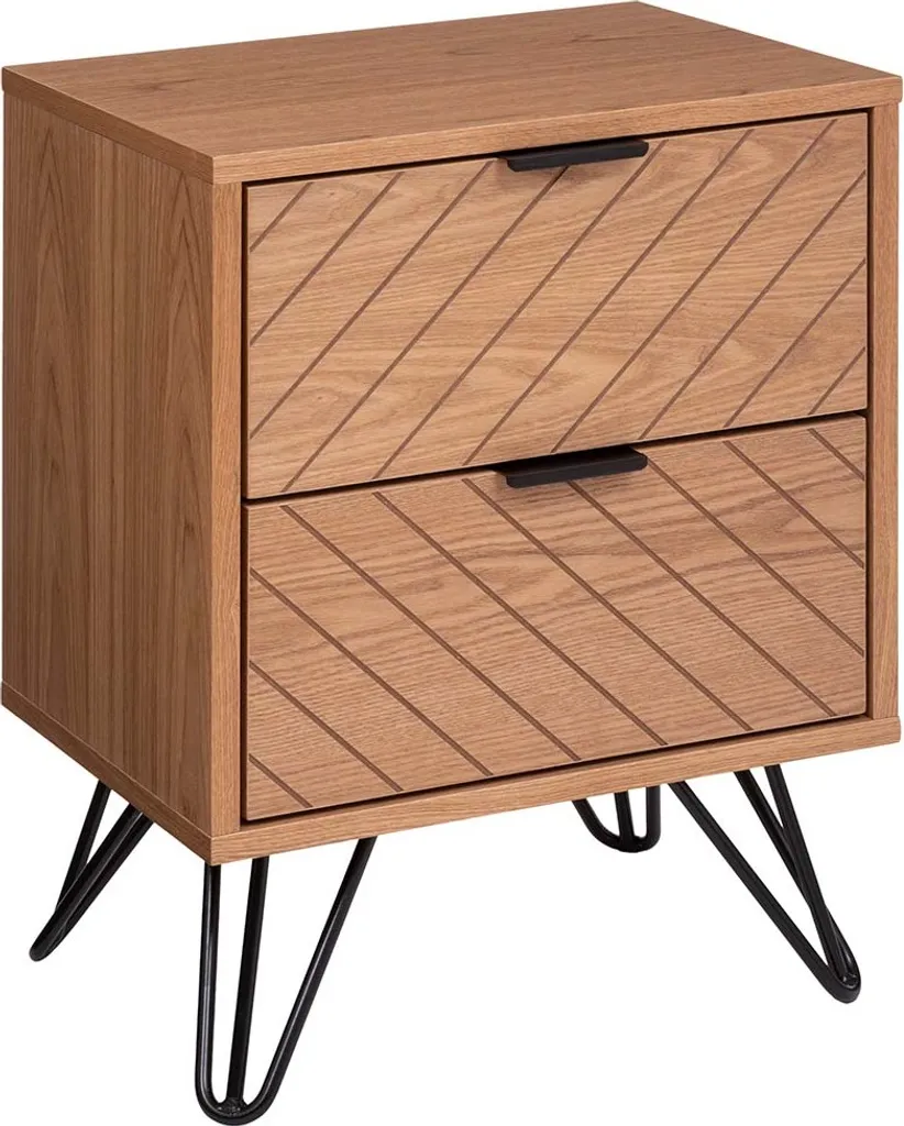 Table de nuit en bois Berne avec tiroir de rangement - Finition chêne