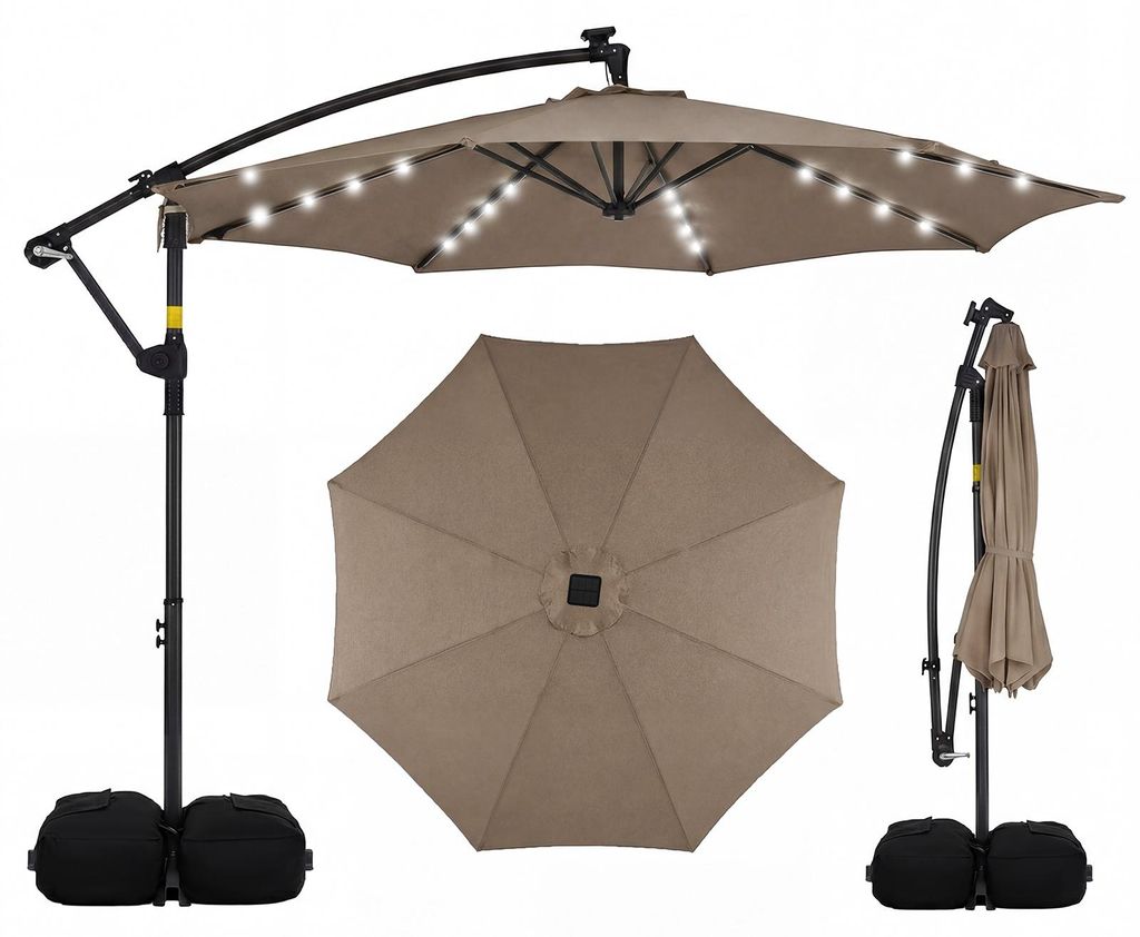 Slnečník COSTWAY 300 cm so stojanom, LED osvetlením a Obrázok produktu 