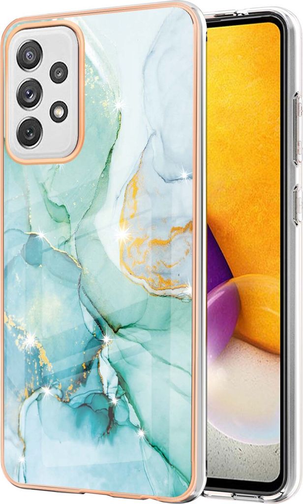 Galaxy A72 Hülle, Ultra Dünn Marmor Handyhülle Anti-Shock Soft TPU Bumper Schutzhülle für Samsung Galaxy A72 5G / 4G Grün