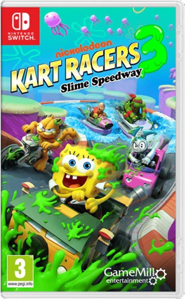 The cover art for the video game Nickelodeon Kart Racers 3: Slime Speedway.