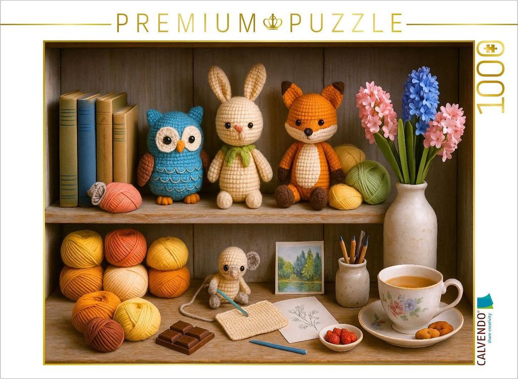 CALVENDO Puzzle Amigurumi - Regal mit kreativen Ideen | 1000 Teile Lege-Größe 64x48cm Foto-Puzzle für glückliche Stunden