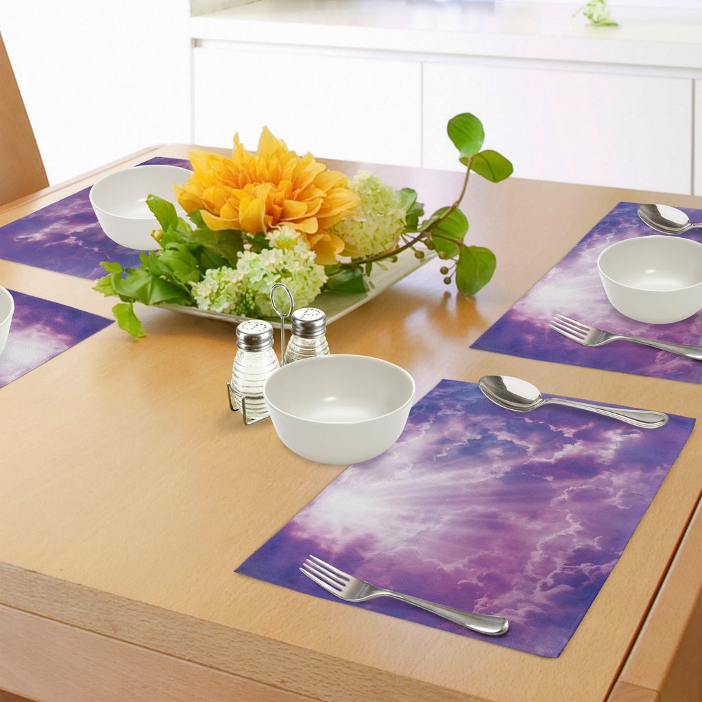 ABAKUHAUS Landschaft Platzmatten, Dramatischer magischer Himmel mit Sonne und schweren Wolken Majestic Sun Rays Picture, Tiscjdeco aus Farbfesten S...