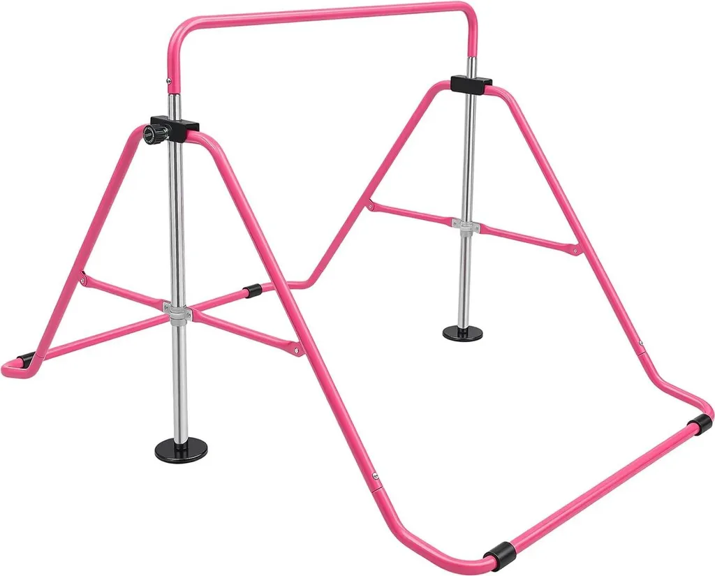 Barre de gymnastique rose d'intérieur pour enfant 3-8 ans cadre acier