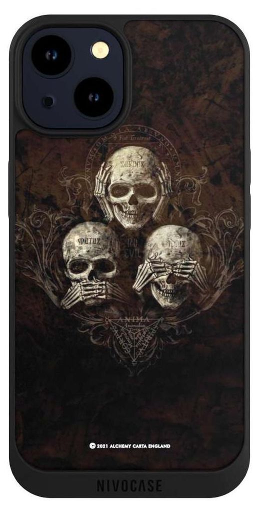 NIVOCASE Handyhülle für Apple iPhone 14 Hülle NIVOpure Case Schwarz Art Gothic Totenköpfe