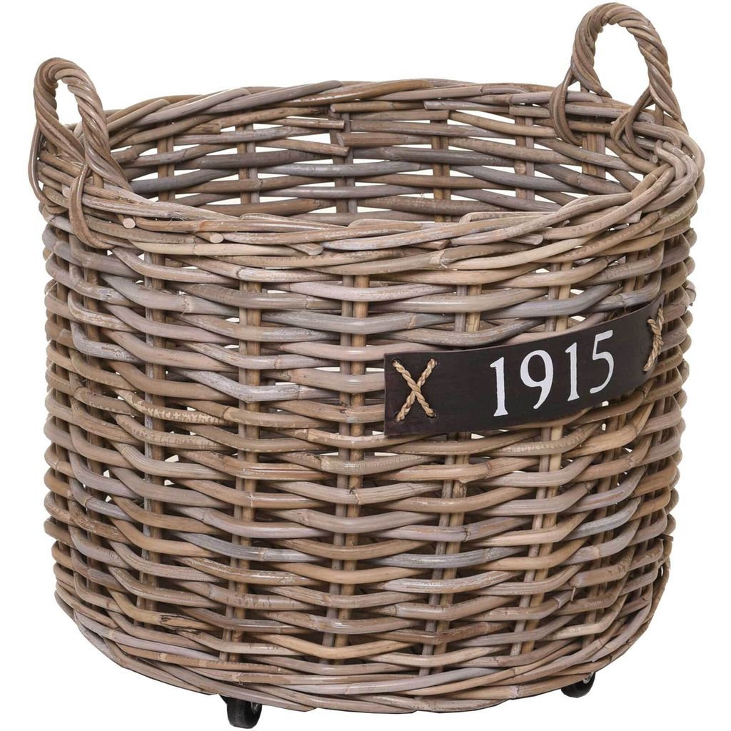VIVANNO Kaminholzkorb Rattan ARRIBA Rund, Natur geflochten - 60x48 cm