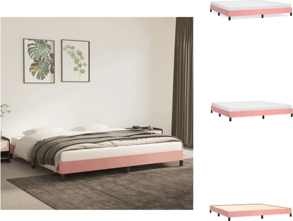 vidaXL Bettgestell Rosa 200x200 cm Samt - Betten & Bettgestelle