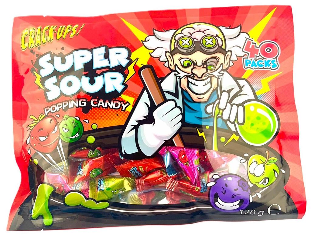 Crack-Ups! Super Sour Popping Candy 40 Packs 120g