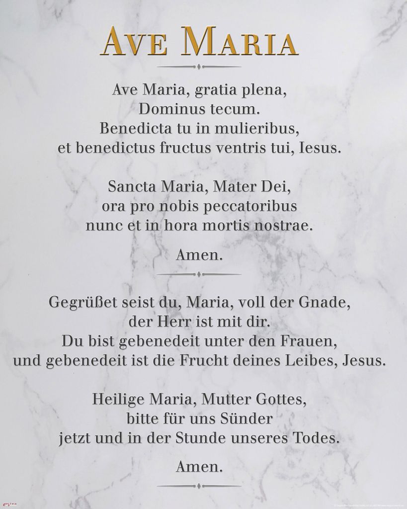 Ave Maria - Marmor Weiß - Inspirations Mini Poster Plakat Produktbild 