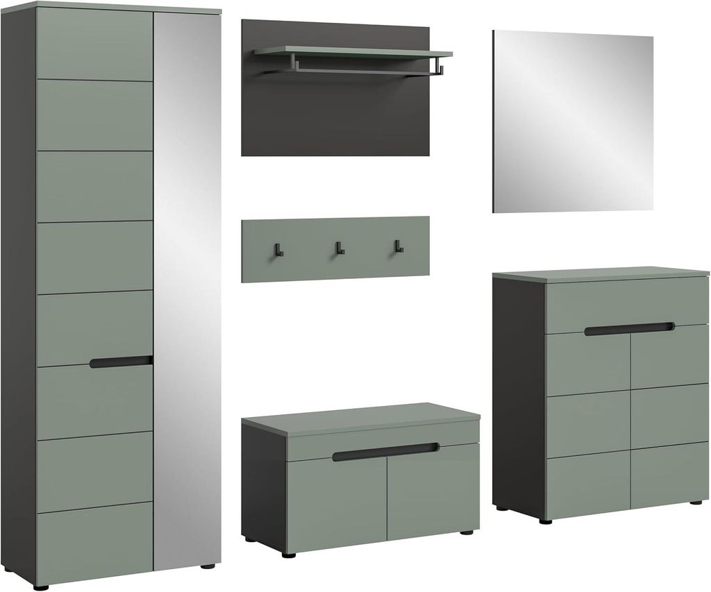 Garderoben-Set Canu | Basalt grau / Smoke Green | 5-teilig