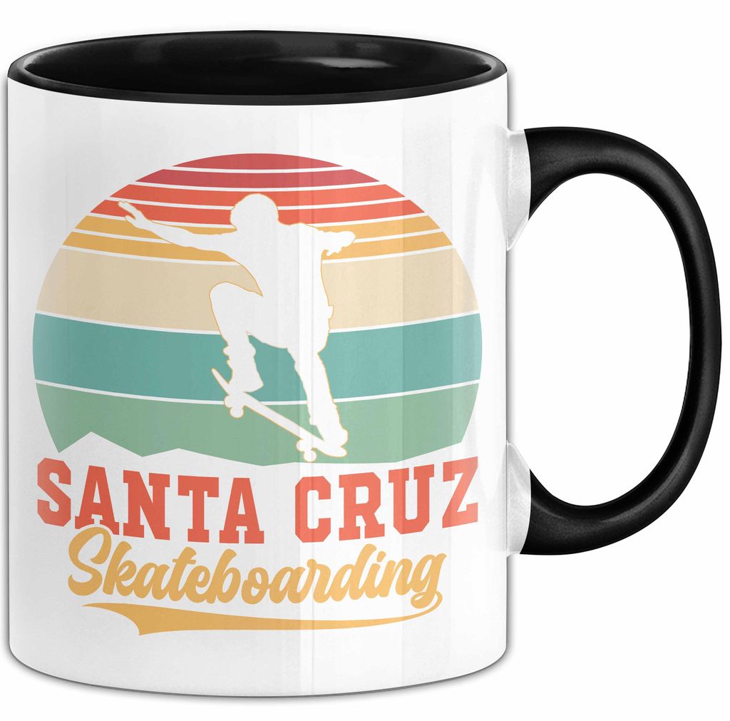 Skateboard Skater Fans Bzw Skateboard Tasse Becher Geschenk Mädchen Jungs Santa Cruz (Schwarz)